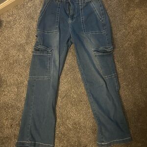 Almost Famous Denim Blue Drawstring Waist Pants